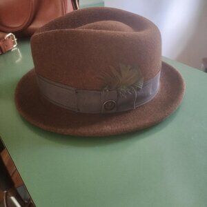 Goorin Bros. Dean the Butcher Taupe Wool Fedora Wide Brim Mens Size L USA